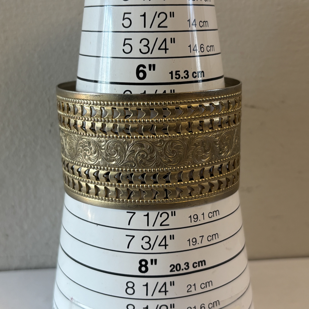 Vintage Style Gold-Tone Filigree Cutout Wide Cuff Bracelet